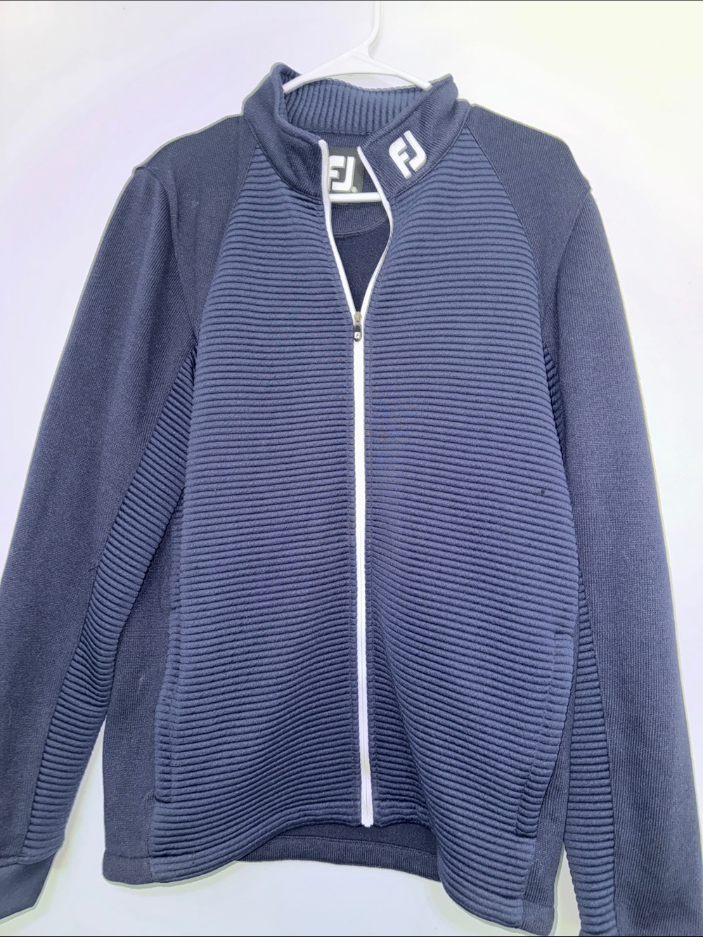 FootJoy Navy Ribbed Full-Zip Athletic Golf Jacket